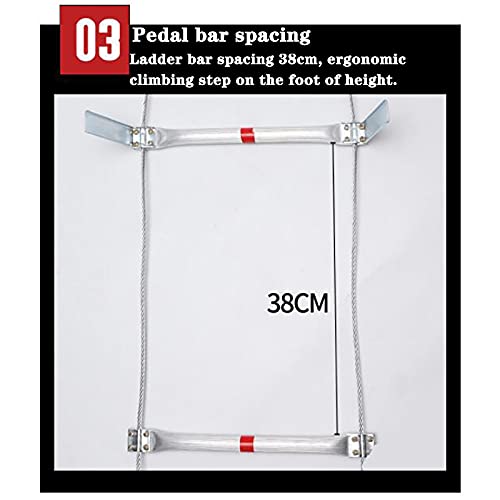 Fire Escape Rope Ladder Emergency Flame Resistant Safety Rope Ladder With Aluminum Alloy Wire Rope Soft Ladder For Kids And Adults, Outdoor Activity Climbing Ladder Mountaineering, 9.8Ft-98.4Ft #TOP3