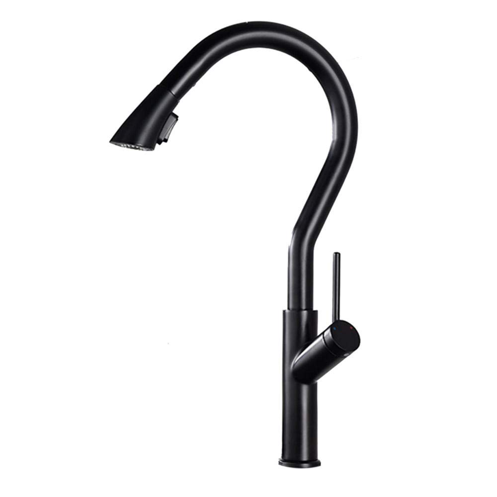 Robinet de cuisine noir rétractable pour laver facilement les grands faitouts