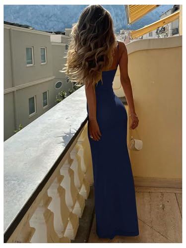 Image of SOLY HUX Women's Elegant Mesh V Neck Bodycon Maxi Dress Summer Cocktail Party Wedding Guest Long Cami Sundresses