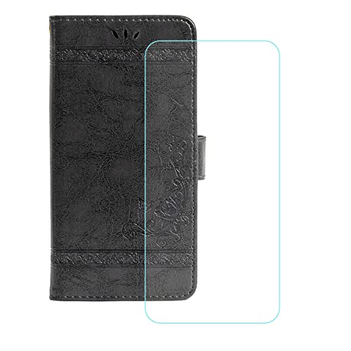 LCEHTOGYE Bildschirmschutz für Umidigi G3 Plus + Hülle, Handyhülle Schutzhülle Cover PU Hülle Handytasche - Gehärtetes Folie Schutzfolie für Umidigi G3 Plus -YSLH- Grau