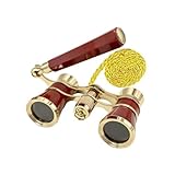 Aethrix 3X25 Opera Glasses for Women Binoculars with Adjustable Handle & Chain, Portable Vintage Theater Glasses Compact Binoculars for Music Concerts Opera Horse Sports Cinema (Red, Compact)