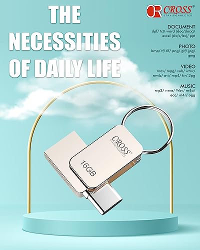 Image of CROSS Type-C OTG 16GB PENDRIVE /Premium Metal Body with USB 3.0 Technology | 180 Mbps HIGH Speed Data Transfer | Compatible with Smartphones, LAPTOPS, TV'S, Gaming Console ETC. (16 GB)