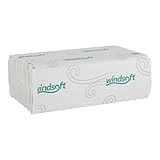Windsoft C Fold Disposable Bathroom Paper Towels, 2,400 Recycled White Hand Towels, 200 Towels Per Pack, 12 Packs Per Carton, 13.25'x10.2', Embossed