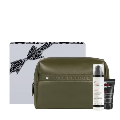 Collistar Estuche Hombre Hidratante Protector Diario 80 ml + Gel Limpiador Energizante 30 ml + Pochette The Bridge, Hidratación, Energía y Protección para Todo Tipo de Piel