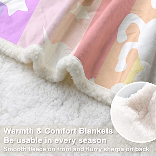 Sleepwish Unicorn Blankets And Throws Rainbow Unicorn Sherpa Blanket Super Soft Cozy Plush Fleece Blanket Fantasy Girls Room Decor, Gallop Rainbow, King(108"X90") #TOP2