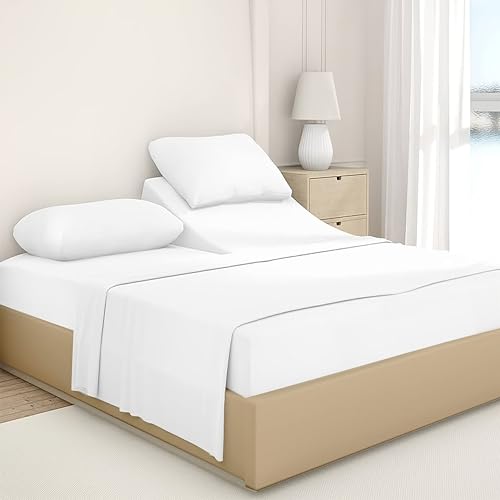 Split Top King Sheets Sets for Adjustable Beds - 100% Natural...