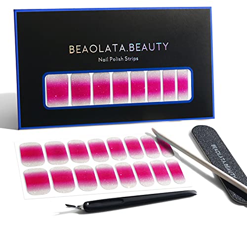 Beaolata Nail Polish Strips, 32 Nail Wraps, Nail Stickers, Gel Nail Strips, Easy Apply& Remove, Long Lasting, Safe for Nails, Salon Quality (Cherry on top01)