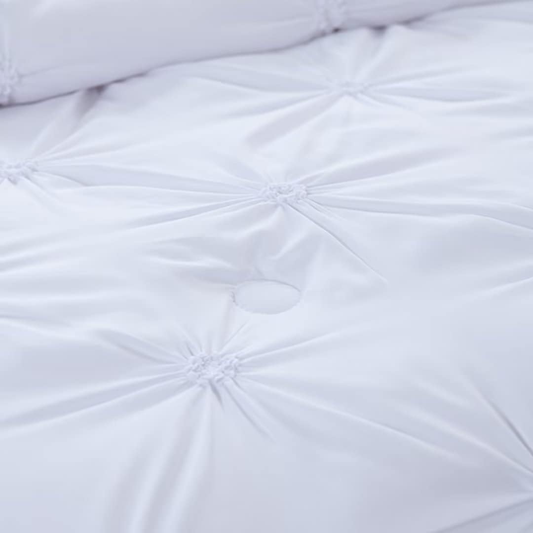 PinkMemory Twin Duvet Insert Lightweight Microfiber White Pleat Down Comforter Set with Pillowcases for Adult-Breathable Comfy Fluffy