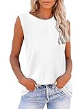 Aoysky Womens Tank Tops Crew Neck Solid Color Casual Loose Fit Summer Sleeveless Basic Tee Shirts Bl