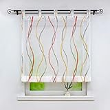 Joyswahl Voile Raffrollo »Lola« mit Bunte Wellen Druck Muster transaprente Gardine Schals mit Schlaufen Fenster Vorhänge BxH 80x150cm Orange 1er Pack