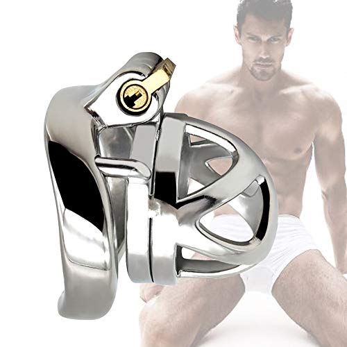 Tibemi貞操帯 男の娘用 贞操锁 短い貞操体 男性 極小 貞操具 メンズ フラット貞操帯 304ステンレス 貞操ロック アダルトグッズ Sm 拘束 束縛具(45mm) - 画像2