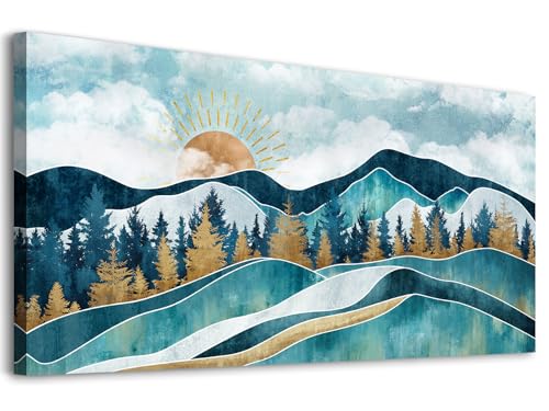 VEAEE Abstract Mountain Forest Wall Art ,Mid-Century Modern Wall Prints,Boho Wall Decor, Sun Nature Canvas Artwork Nordic Landscape Painting for Living Room Bathroom Bedroom Office Home Decor 120L x 60W cm by VEAEE - Image 9