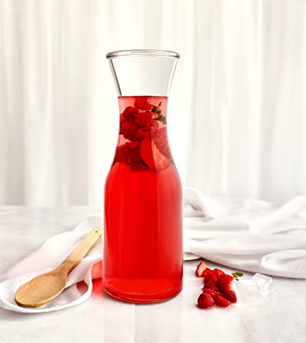 1 Liter Glass Carafe - Drink Pitcher & Elegant Wine Carafe Decanter - Carafe Set Of 6 - Mimosa Bar Carafes & Juice Glasses - Easy Pour Bottle Containers - Glass Water Carafe - 34 Oz By Kitchen Lux #TOP7