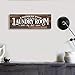 Kas Home Vintage Laundry Room Sign Canvas Wall Art | Rustic Laundry Rules Prints Signs Framed | Bathroom Laundry Room Wall Decor (17 x 6 inch, Laundry - C)