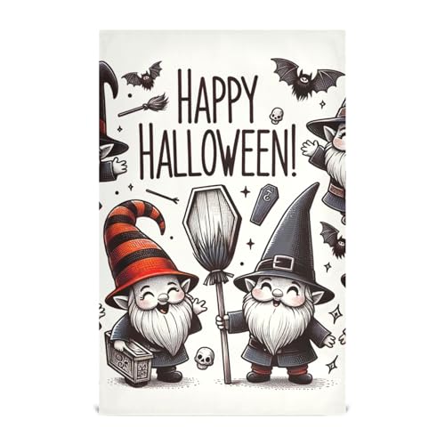 ODAWA Happy Halloween Gnomes - Toallas de cocina blancas suaves y superabsorbentes, toallas de cocina decorativas (18 x 28 pulgadas, 1 unidad)