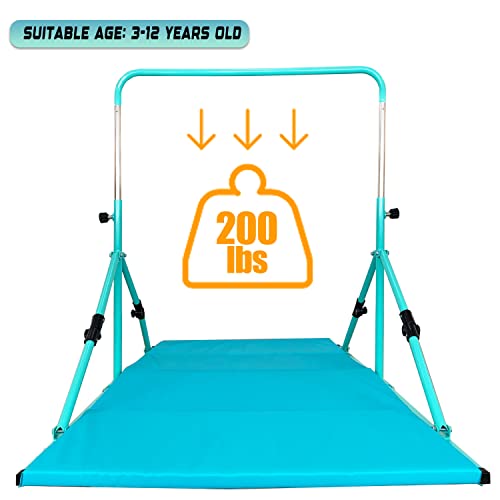 Marfula Upgrade Foldable Gymnastic Bar With Mat For Kids Ages 3-12, 200 Lbs Weight Capacity, Gymnastic Kip Bar Horizontal Bar For Kids, Gymnastic Training Equipment For Home And Gymnastic Center Use #TOP1
