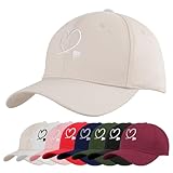 Tiakay Baseballmütze mit Herzstickerei–Unisex Verstellbare Baumwolle Atmungsaktive UV-Schutz Sommer Baseballkappe Mützen Basecap Sonnenschutzmütze für Freizeit Outdoor Reisen Sport (Beige)