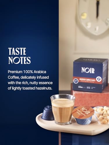 Image of Noir's Premium Hazelnut Cappuccino Bundle of 50 Pods | Rich Dairy Creamer with Smoothy Hazelnut Flavor | Velvety Frothy Finish | Dolce Gusto Compatible Pods | Pack of 5 Boxes