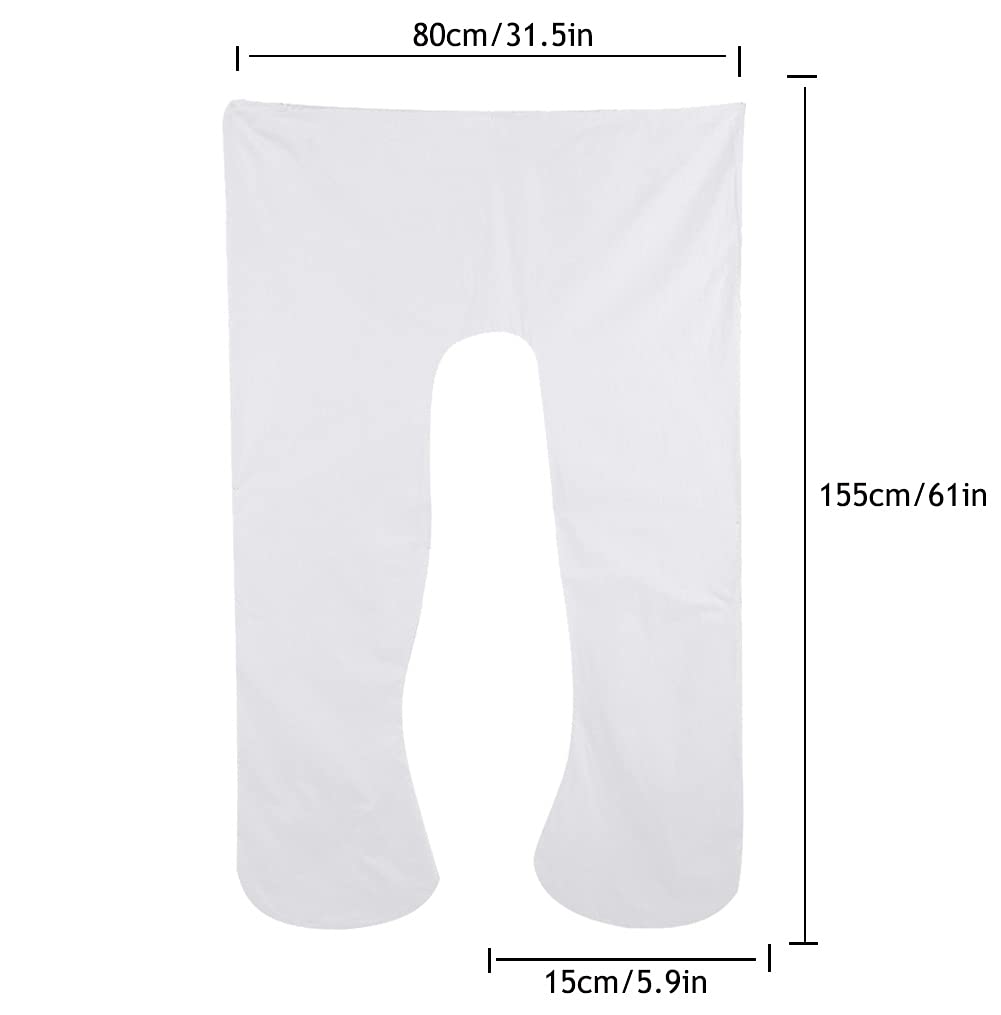 ele ELEOPTION U Shape Detachable Maternity Pillow Case Pregnancy Pillows Cover Only Pillowcase 32 x 61 inch White