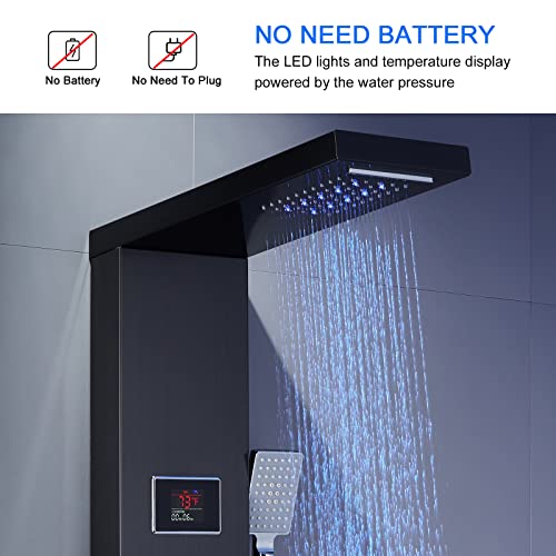 MENATT 5-in-1 LED Shower Panel Tower System Stainless Steel Black by MENATT - Image 3