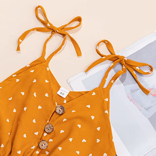 Toddler Girl Clothes 5T Baby Strap Sleeveless One Piece Halter Romper Casual Summer Jumpsuit, Yellow Heart 3-4T/110Cm #TOP3