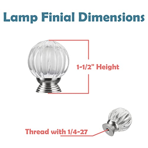 Image of Aspen Creative 24049-09-1, Clear K9 Crystal Pumpkin Shape 1-1 /2 inch Finial for Lamp Shade, Polished Nickel Base