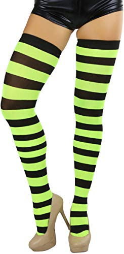 Image of ToBeInStyle Women's Vibrant Horizontal Wide Striped Thigh High Stockings