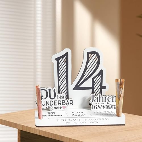 14. Geburtstag Geschenk, Geburtstag Holzdekoration, Holz-Erinnerungsgeschenk Zum 14. Geburtstag, Personalisierbare 14. Birthday Dekoration, Geburtstagsgeschenk Für 14-Jährige Jungen Und Mädchen