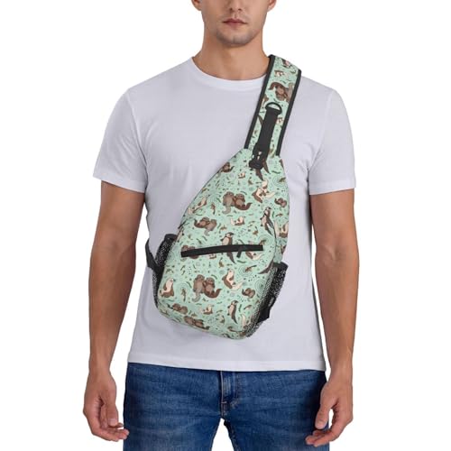 Cute Sea Otters Sling Bag Casual Chest Bags Adjustable Crossbody Bag Shoulder Backpack For Travel Hiking3