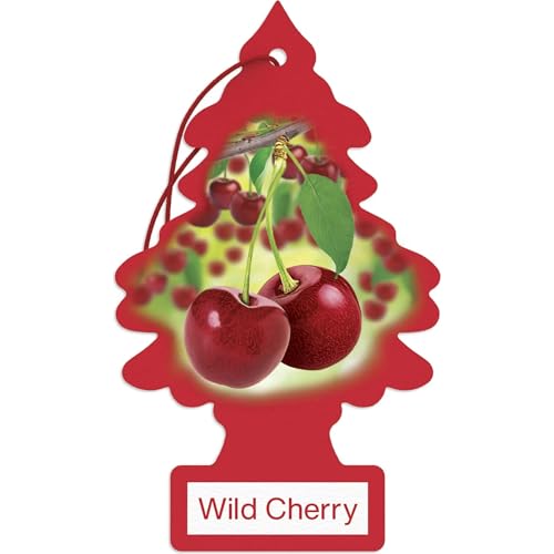 LITTLE TREES Car Air Freshener | Hanging Paper Tree for Home or Car | Wild Cherry | 24 Pack