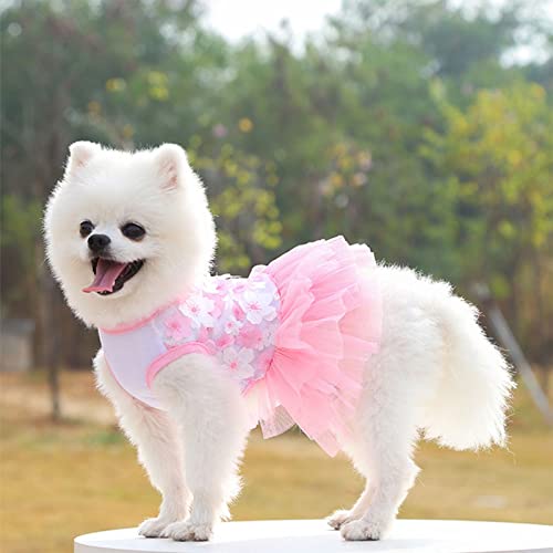4 Pieces Dog Dresses For Small Dogs Girls,Summer Girl Dog Clothes, Cute Puppy Clothe Floral Fruits Pattern Female Pet Dog Princess Bowknot Dress Doggie Cat Outfit (Pink/Purple, X-Small) #TOP2