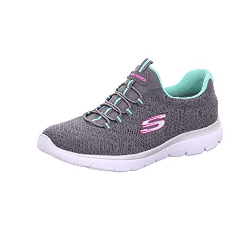Image of Skechers Women's Summits Sneaker, Charcoal /Green, 9.5