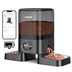 oneisall Cordless WiFi Automatic Cat Feeder for 2 Cats, Rechargeable 100-Day Battery Operated Auto Cat Feeder, 20 Cups/5L Timed Cats Food Dispenser Automatic for Large Kibble, Smart App Control