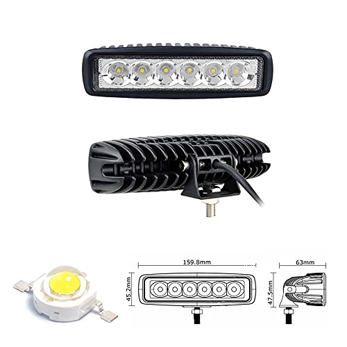 Ijdmtoy Mini Led Light Bar As Drl Fog Light Backup Reverse Light Fit Compatible With Jeep Truck 4X4 Boat Atv Utv Etc, (1) Universal Fit Lightbar Powered By (6) 3W High Power Led Lights #TOP1