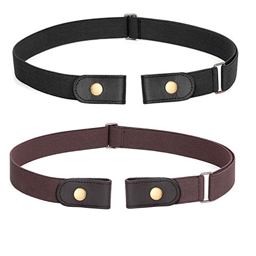 Image of WERFORU No Buckle Stretch Belt for Women and Men Elastic Waist Belt up to 72 Inches for Jeans Pants