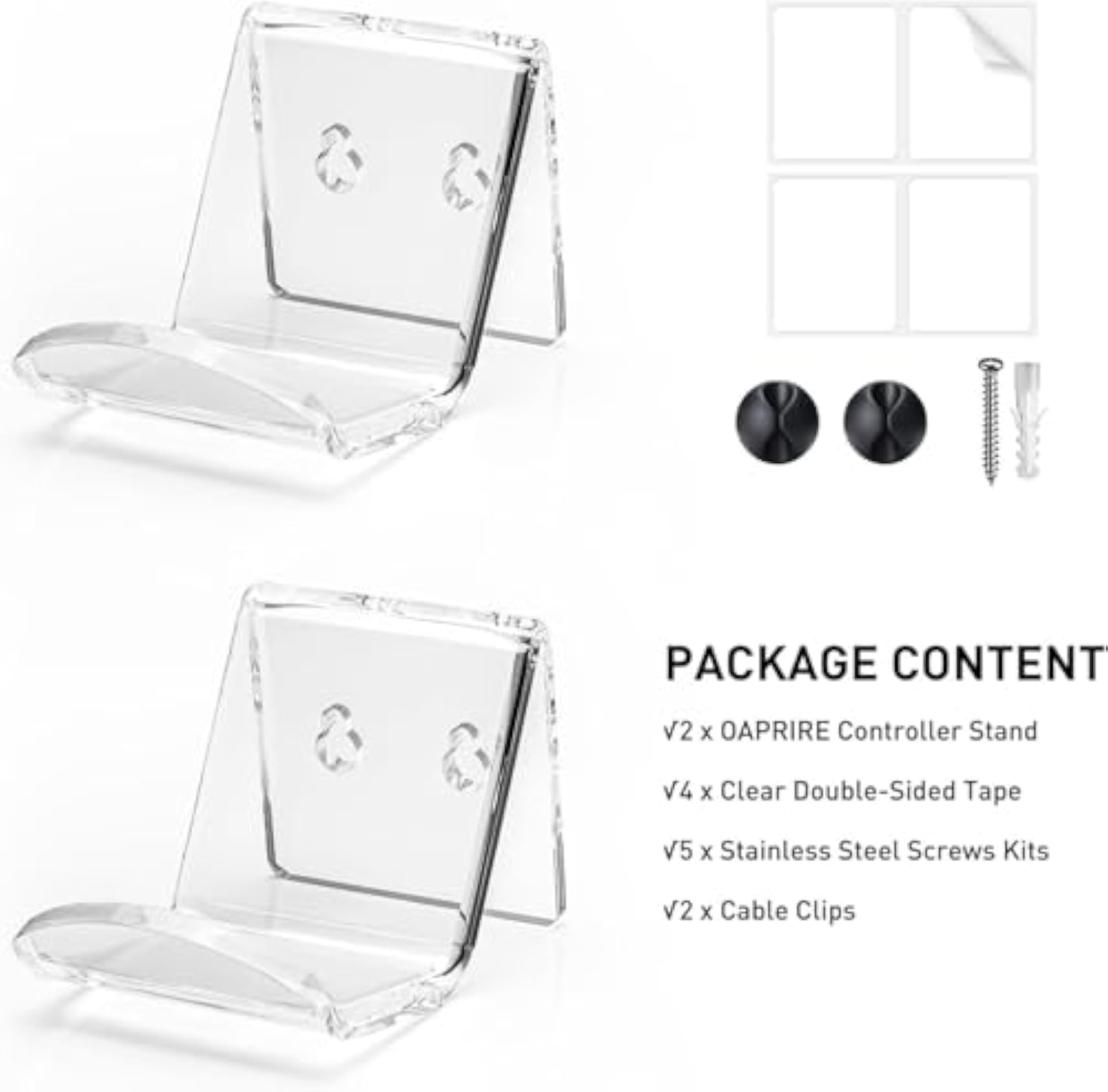 Game Controller Wall Mount Stand, Pack of 4 Acrylic Display Holders