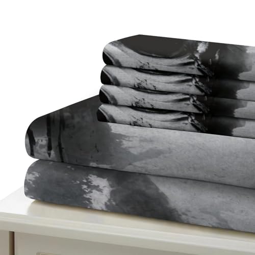 Housse de couette skull facile à laver pour lit double king size 3pcs - 7