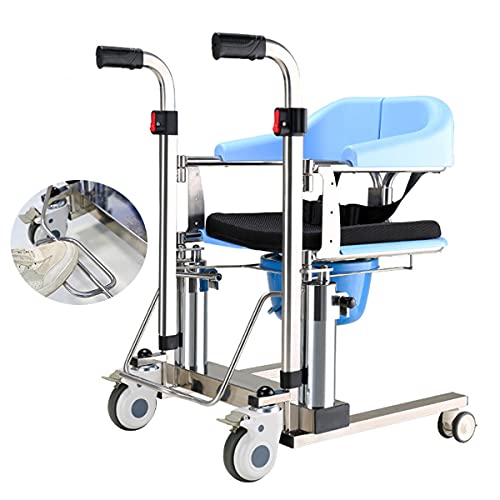 FANGX Hydraulischer Patientenlift-Transferstuhl 304 Edelstahl, mit weichem Kissen und Bettpfanne, 180 ° geteilter Sitz/Universalrad, für ältere Menschen mit Behinderungen, Belastung 264 Ib Cover