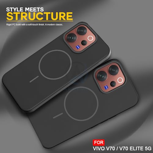 Image of AESTMO Shockproof Back Case Cover for Vivo V70 / V70 Elite 5G | Slim Hard Shell | Hard Back Cover for Vivo V70 / V70 Elite 5G (Compatible with MagSafe Accessories, Black)