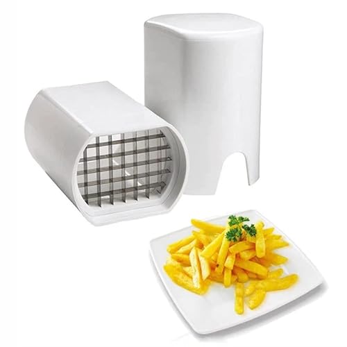 Cortador de Patatas Manual, Cortador de Patatas Fritas Profesional, Verduras con Rejillas para Cortar (Blanco) Cover