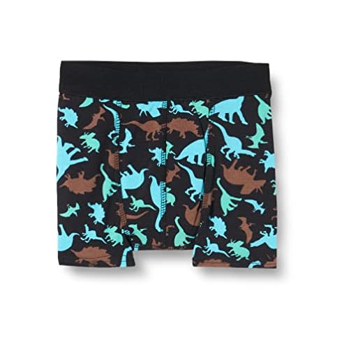 DRY & COOL Tages-Inkontinenzslip für Jungen Unterwäsche Waschbar Absorbierende Einlage Dino, Schwarz/Grün/Blau, 122-128 cm (7-8 Jahre)