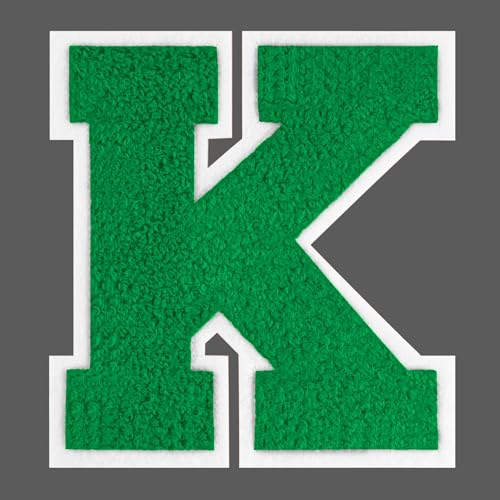 FANCIBAND 4.5 Inch Chenille Varsity Letter Patches Green Iron On Letters