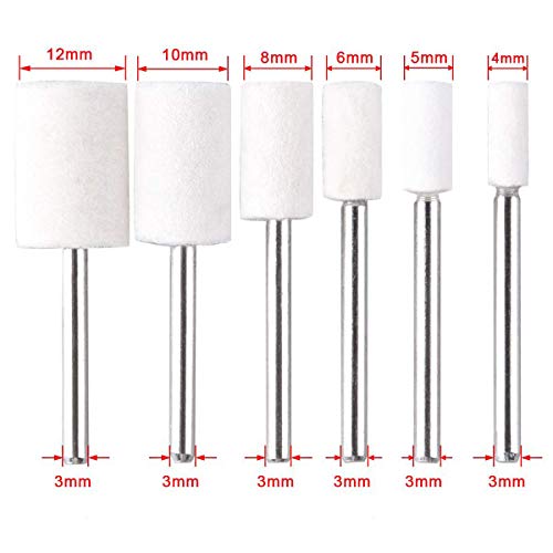 Polishing Buffing Wheels Set,Wool Felt Mounted Mandrel Grinding Bits Grinder Head Polish Watch Jewelry Rotary Tool Accessories Attachment - For Dremel 1/8 Inch Shank （38Pieces ） #TOP1