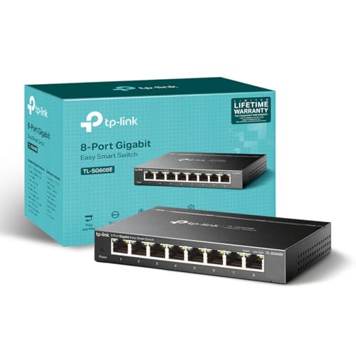 TP-Link TL-SG608E Managed 8-Port Gigabit Network Switch, Energy-Saving Ethernet Splitter, Support QoS VLAN IGMP Snooping, Network Monitoring Through W