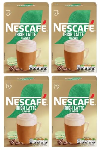 NESCAFÉ Irish Latte Instant Coffee Sachets x7 (Pack of 4 Total 28 Sachets) Creamy Latte with Smooth Irish Flavour