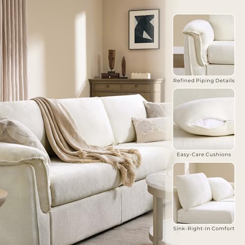 Image of CHITA Extra Large Sectional Couches for Living Room, Cloud Modular Sectional Sofa with Chaise, Ottoman with Storage, 4 Seater U Shaped Sectional Couch, Chenille in Cream