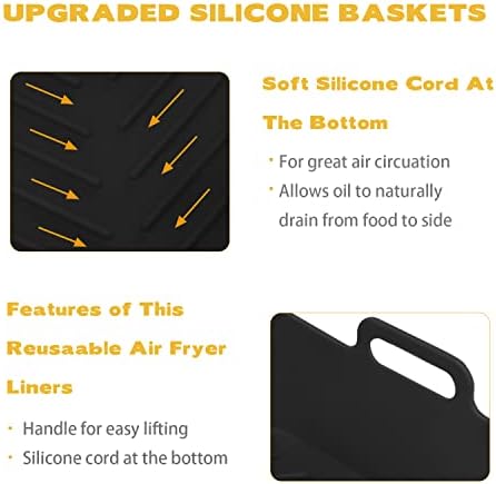 GOVD 2PCS Silicone Pot for Ninjas Dual Air Fryer, Silicone Air Fryer Liners Double Air Fryer Silicone Air Fryer Basket, Air Fryer Rack Accessories for Air Fryer, Oven, and Microwave (Black)