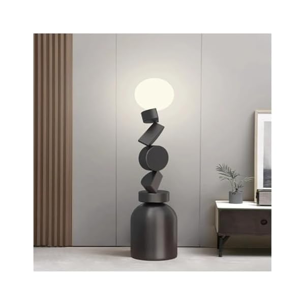 Artistic Lighting fixtures Geometric Stacking Art Floor Lamp Living Room Sofa Side Lamp Decorative Ornaments Atmosphere Lamp High-End Bedroom Lamp Lamps and Lanterns(Glass lamp Shade,A) - Image 3