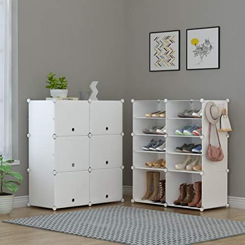HOMIDEC Shoe Rack, 2 x 5 Tier Shoe Storage Cabinet 28 Pair Plastic Shoe Shelves Organizer for Closet Hallway Bedroom Entryway