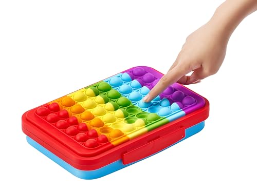 LockerMate by Bostitch Pop-It Flexi Storage Pencil Box, Rainbow/Blue/Red